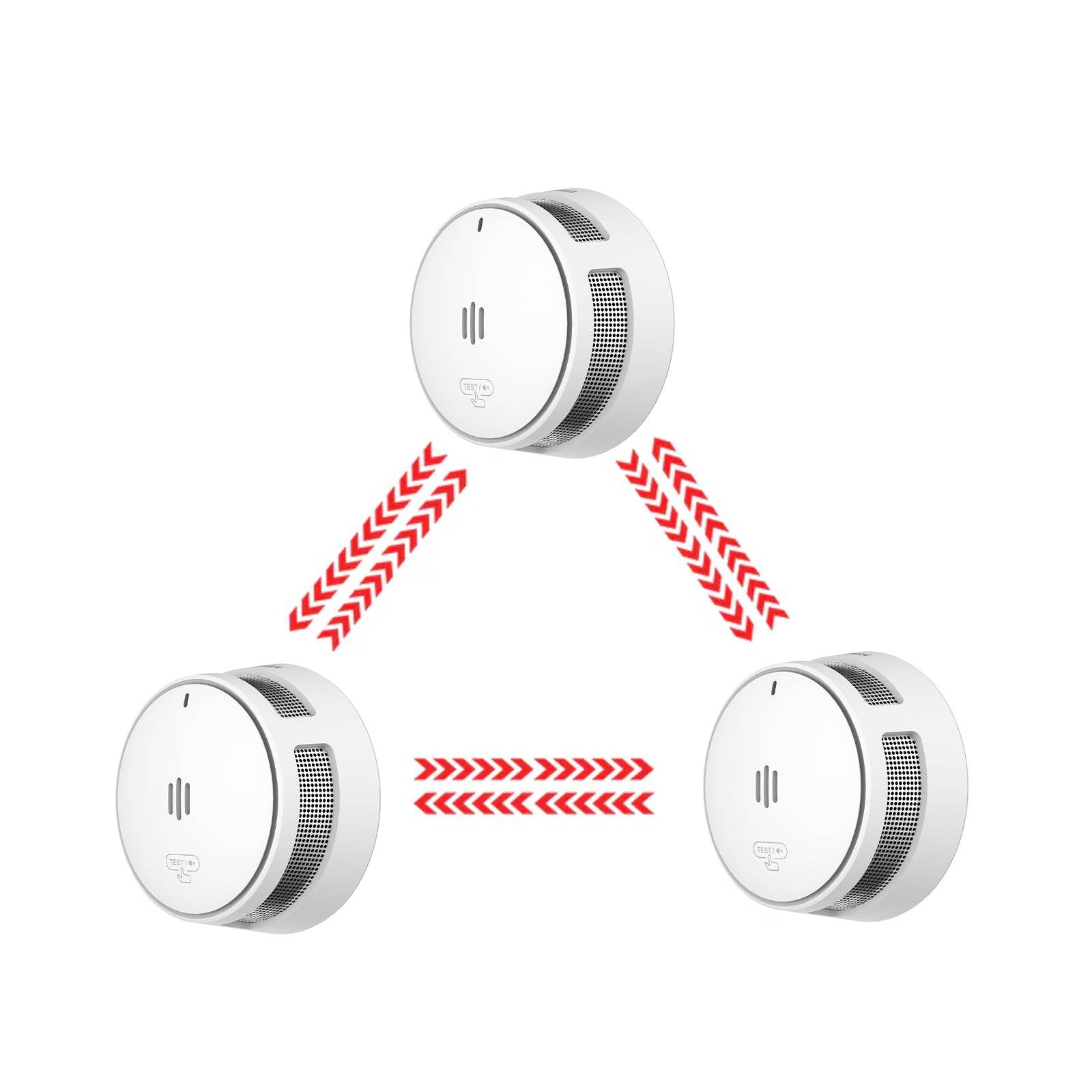 3pcs interlinked smoke alarms