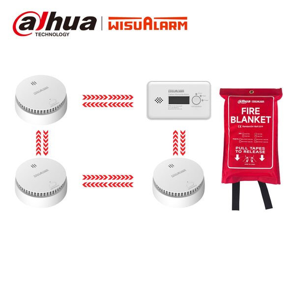 Interlinked Smoke & Carbon Monoxide Detectors & Fire Blanket