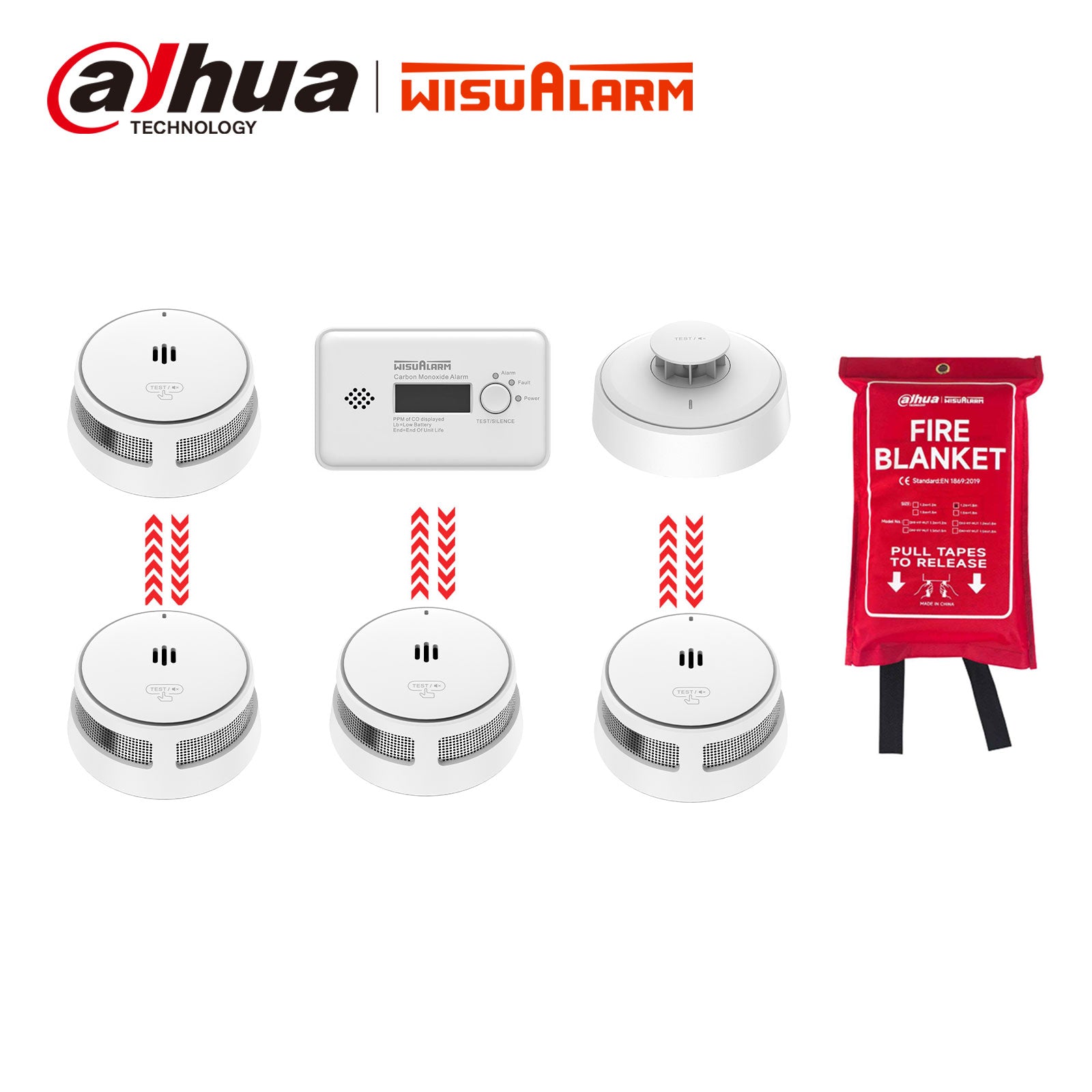 Interlinked Smoke & CO & Heat Alarm Set New & Fire Blanket
