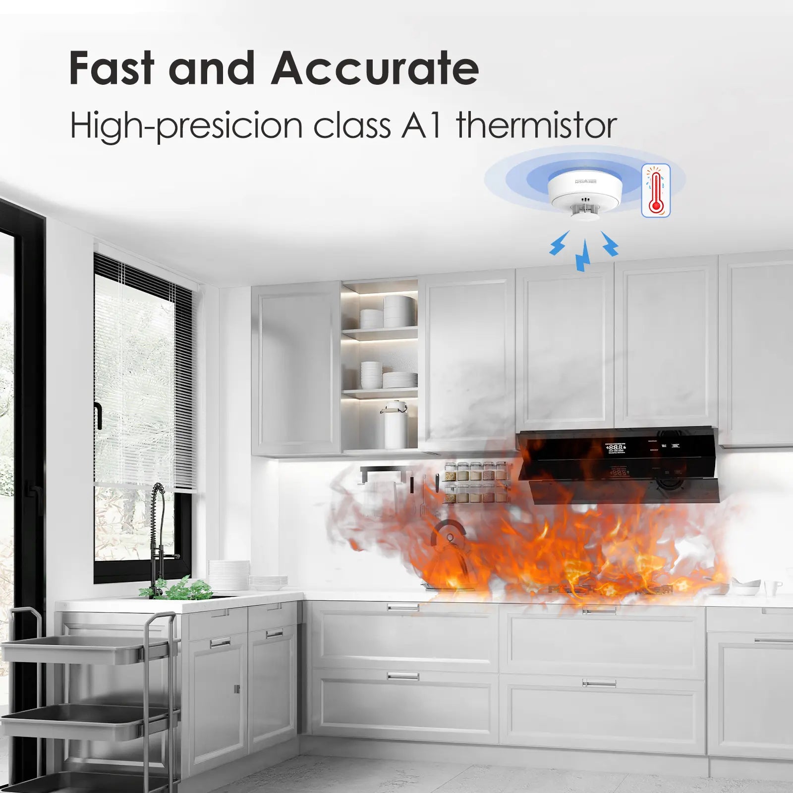 Alarme de chaleur autonome à batterie scellée, 10 ans