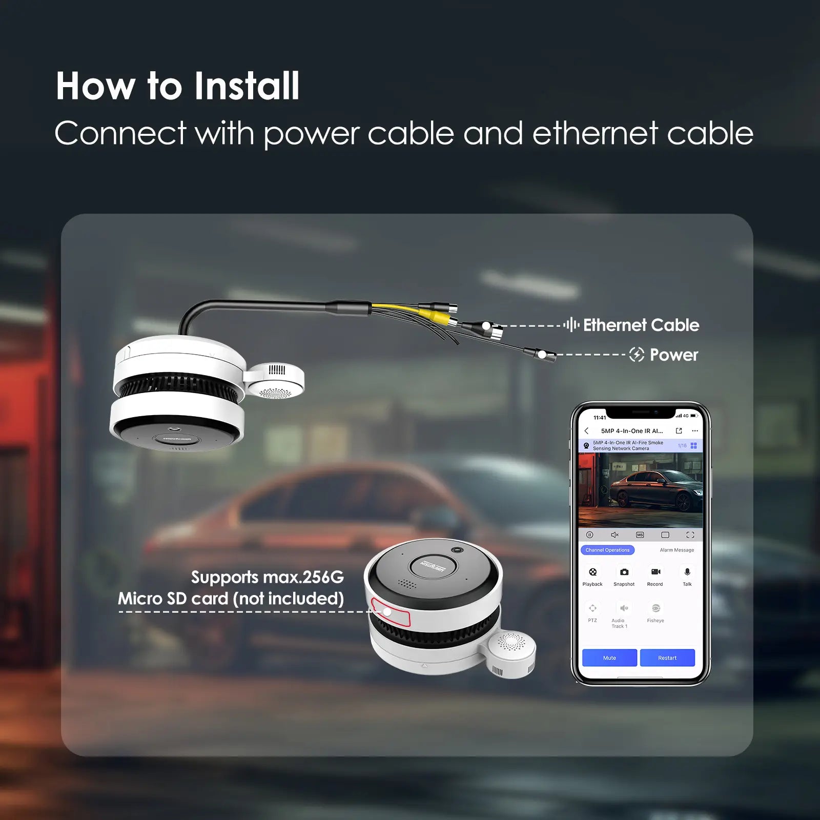 HY-SAV849HA-ET smoke sensing network camera pro how to install