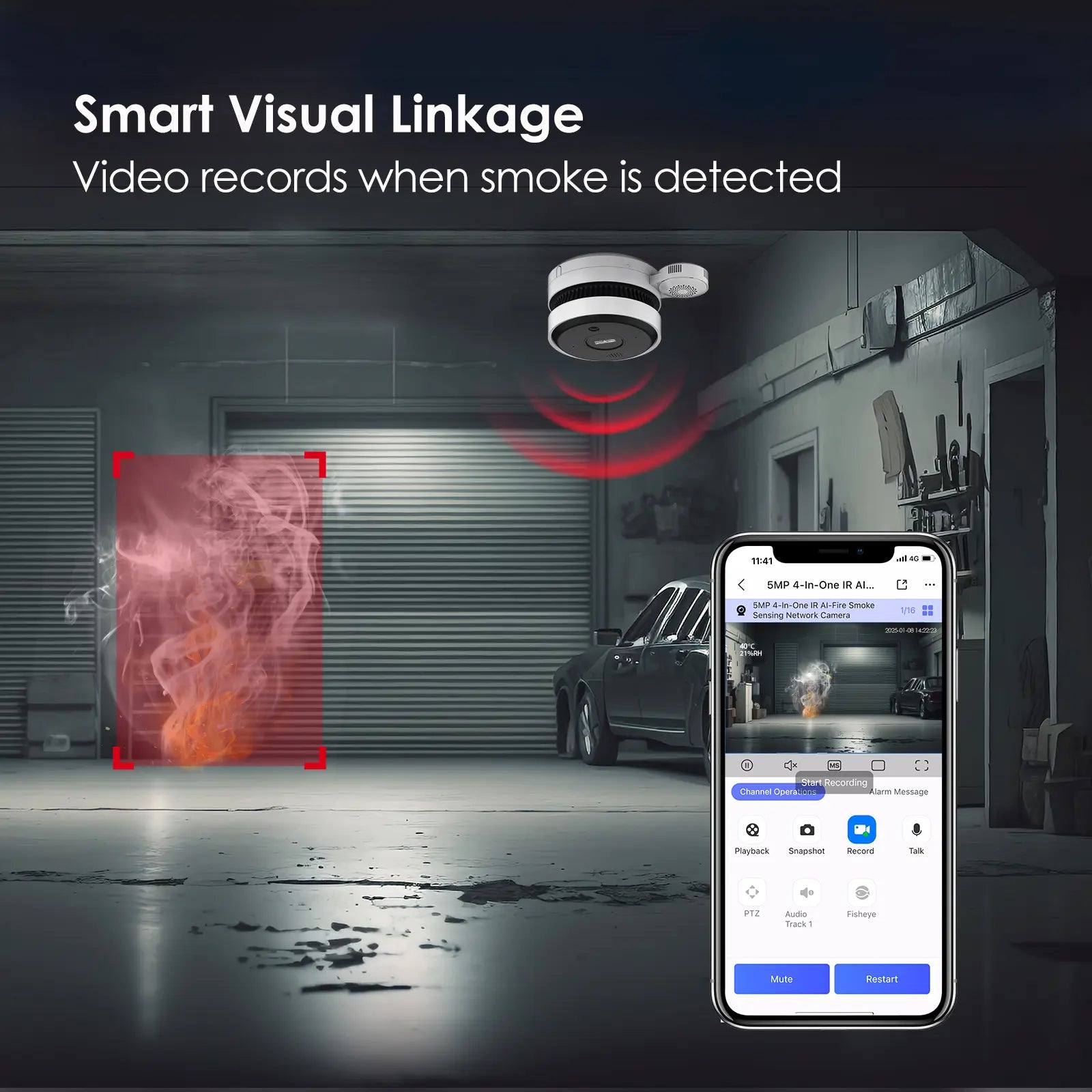HY-SAV849HA-ET smoke sensing network camera pro smart visual linkage