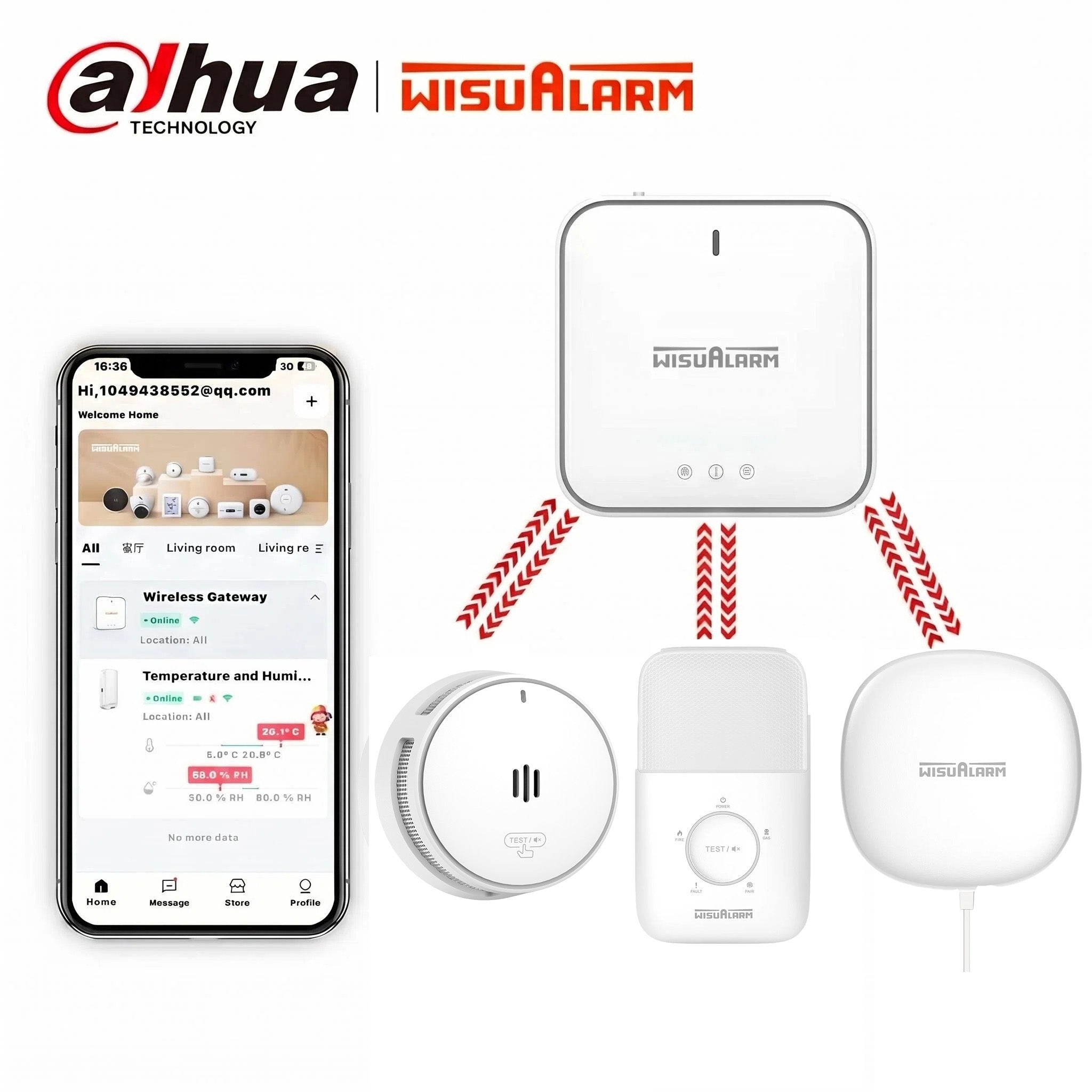 Smart Alarm Kit for Deaf & Hard of Hearing With Gateway