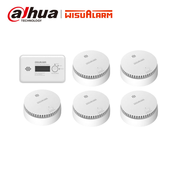 Wisualarm 6pcs standalone smoke and carbon monoxide detectors